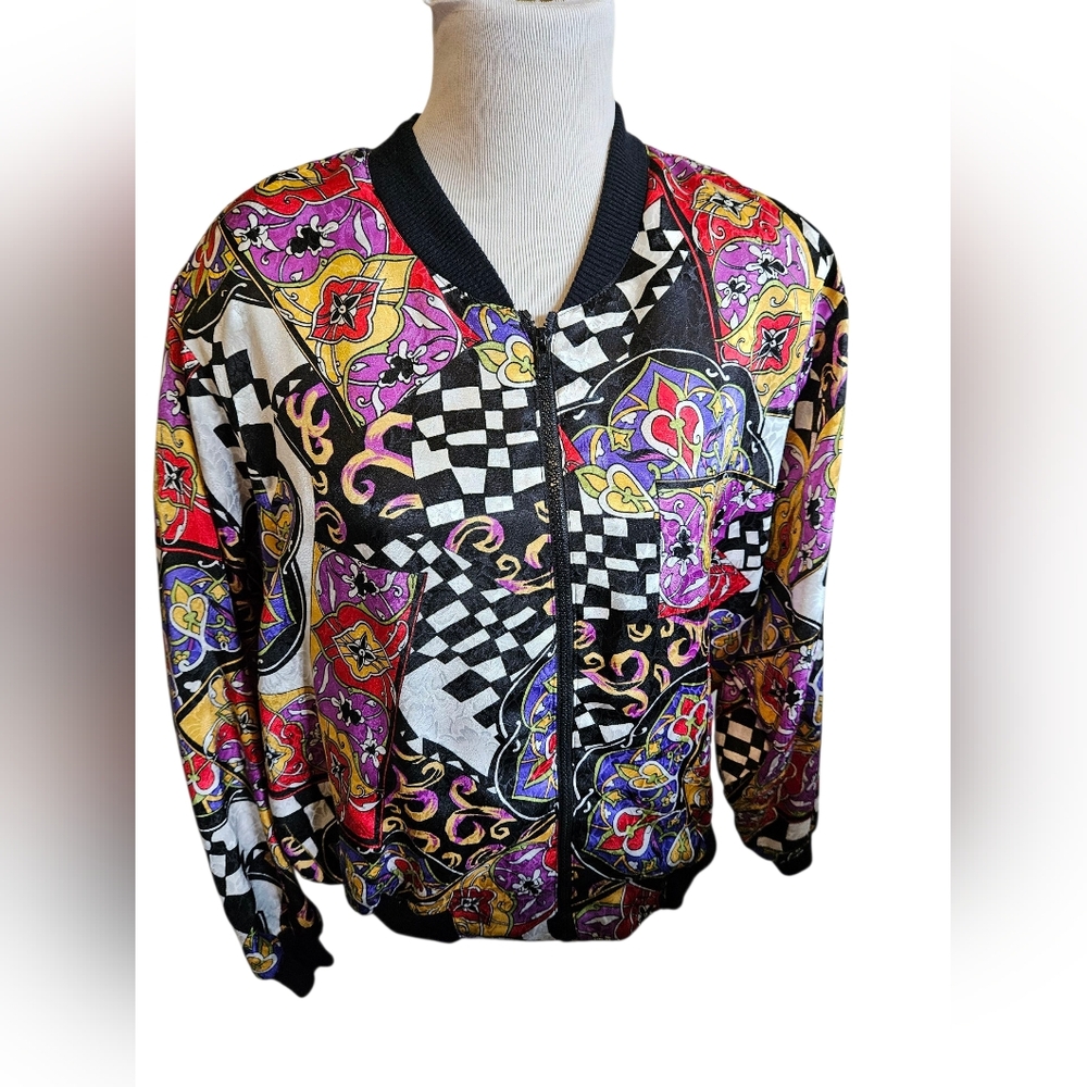 Vintage Y2K Colorful Women's Bomber Jacket Womens Size Large.